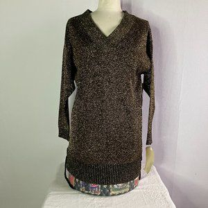1990s Glittery Pullover V Neck Sweater